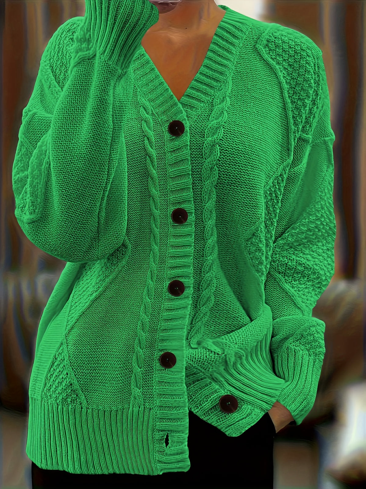 Eloise | Damen cardigan Zopfmuster Knopfleiste Oversized