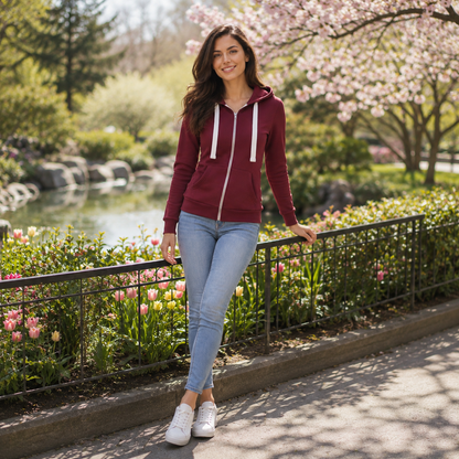 Cecile | Damen Kapuzenpullover Reißverschluss Kordelzug