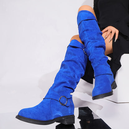 Birthe | Damen Chelsea Boots knielang mit Schnalle