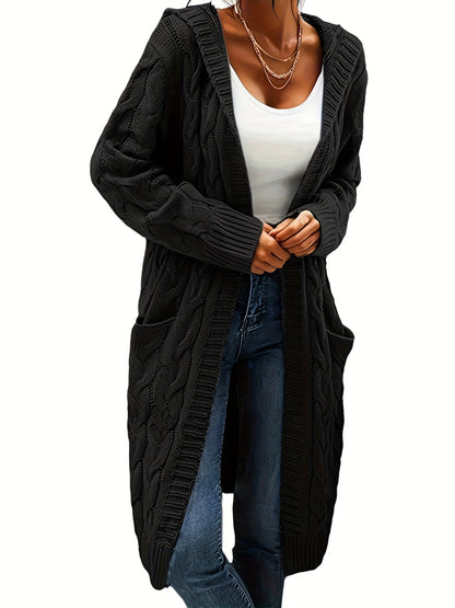 Chiara | Zopfmuster Strickjacke mit Kapuze für Damen
