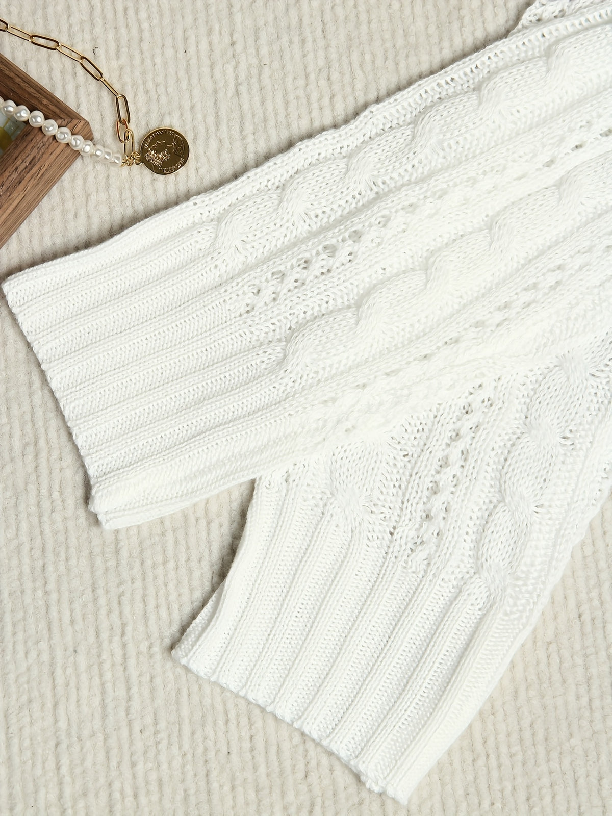 Mirela | Damen Zopfmuster Cardigan mit Knopfleiste, Grau