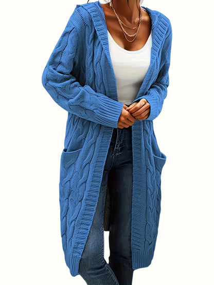 Chiara | Zopfmuster Strickjacke mit Kapuze für Damen