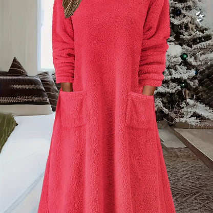 Karlijn | Kuschelige Kapuzenkleid Langarm mit Taschen für Damen