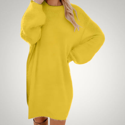 Ines | Damen Oversized Strickkleid Langarm Minilänge