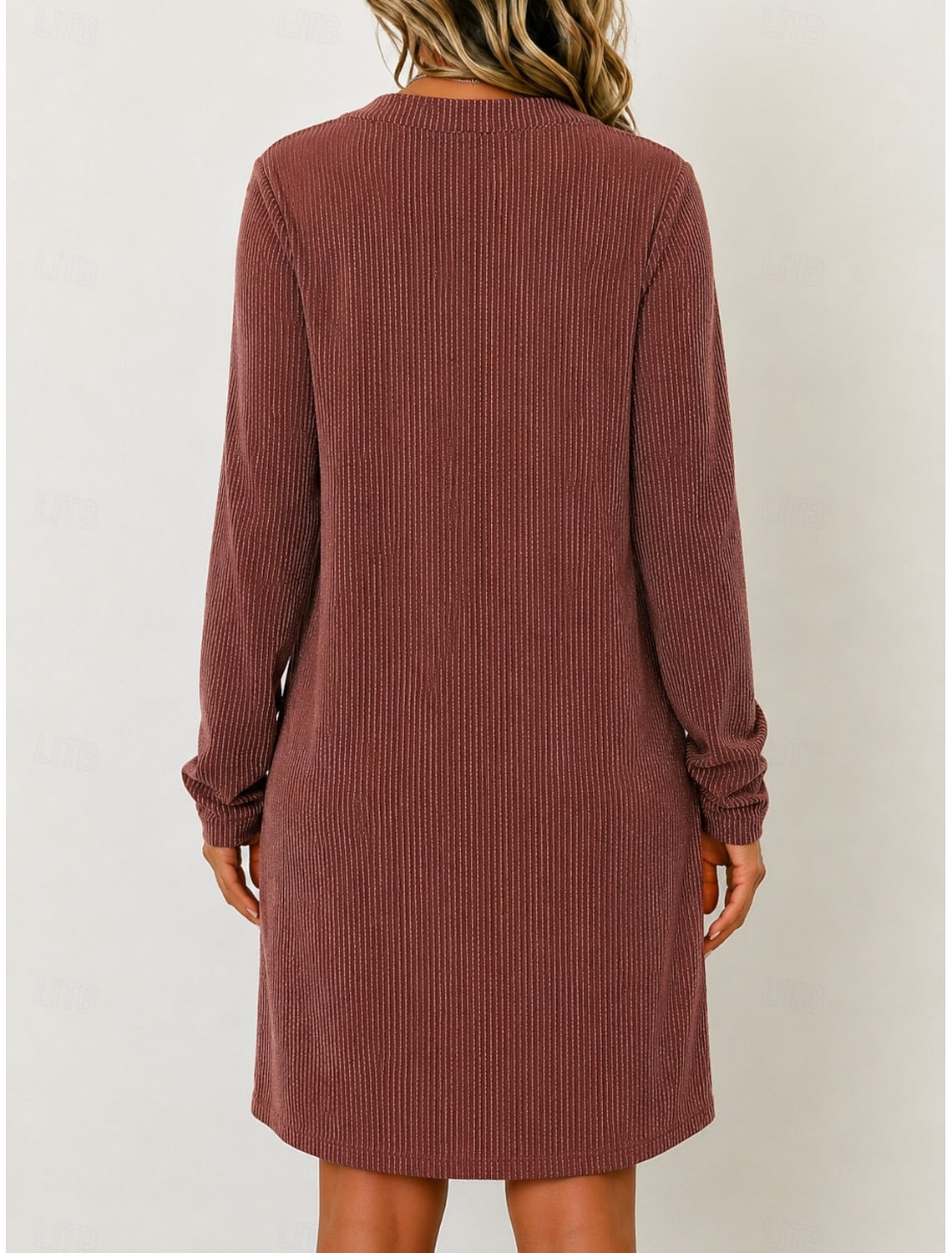 Lola | Damen Cordkleid Midi mit V-Ausschnitt und Taschen