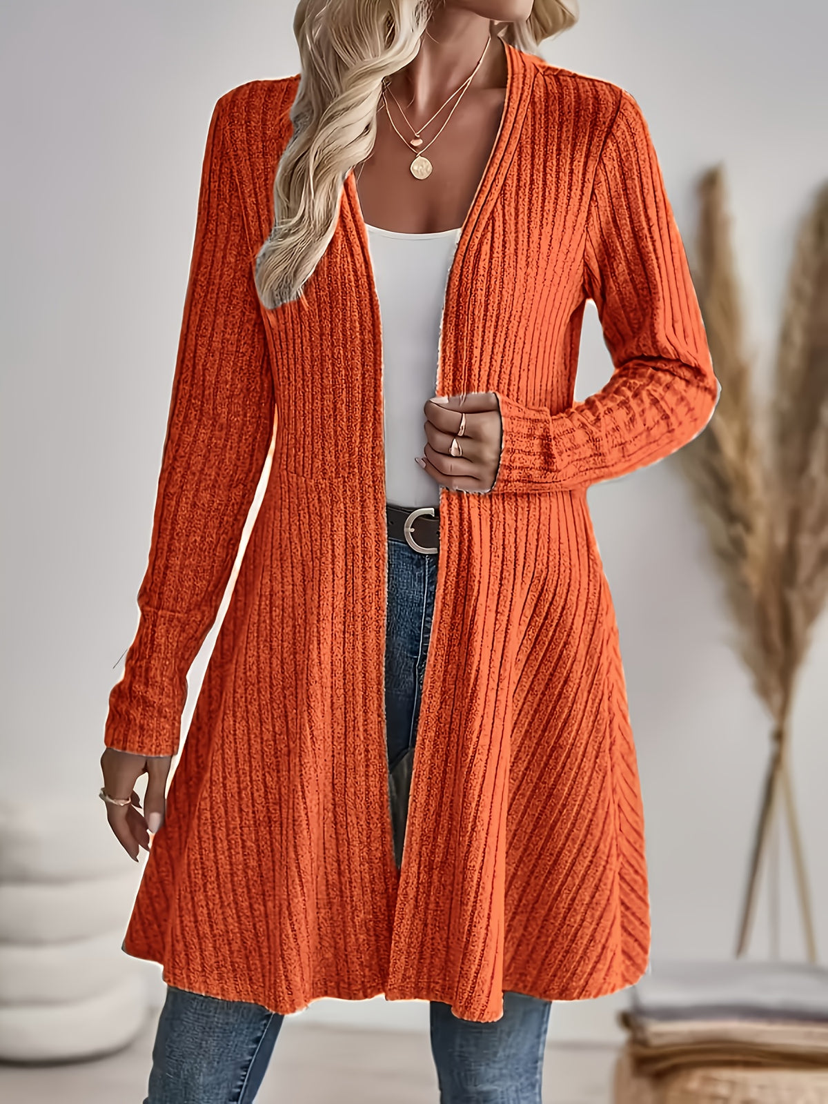 Rosalind | Winter Damen Mantel Strickcardigan Geripptem Design Lang