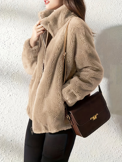 Cilla | Winterjacke Damen Flauschiger Stehkragen Reißverschluss