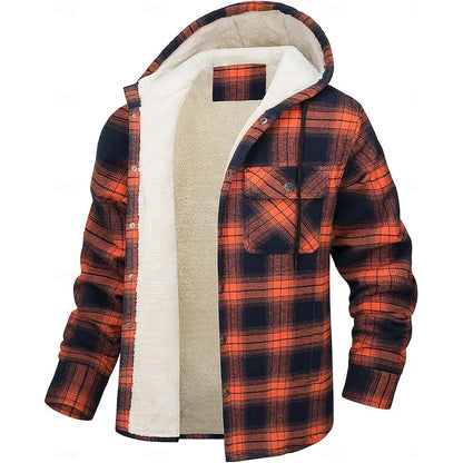 Casper | Kariertes Overshirt mit Kapuze und Knopfleiste für Herren