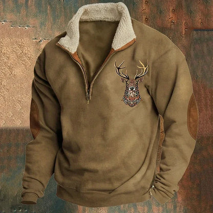 Noah | Grobstrick Pullover mit Hirschmuster für Herren