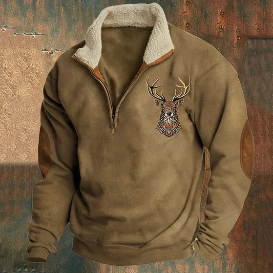 Noah | Grobstrick Pullover mit Hirschmuster für Herren