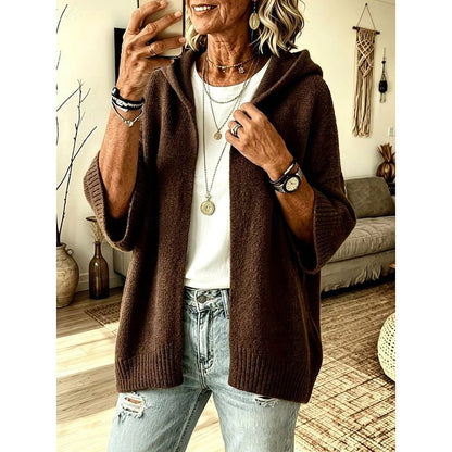 Saskia | Weite Strickjacke mit Kapuze für Damen offen