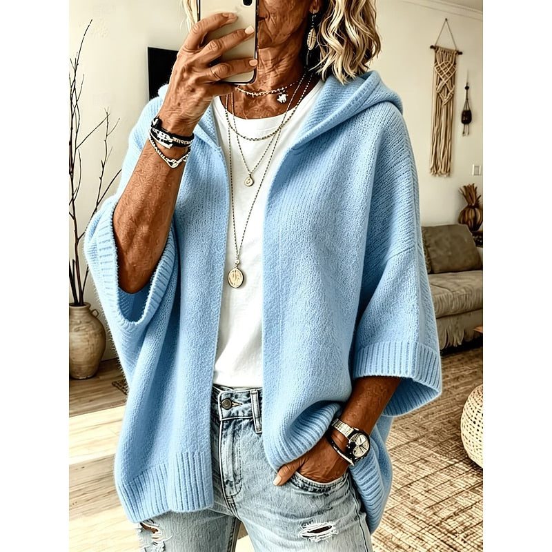 Saskia | Weite Strickjacke mit Kapuze für Damen offen