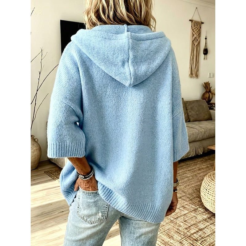 Saskia | Weite Strickjacke mit Kapuze für Damen offen