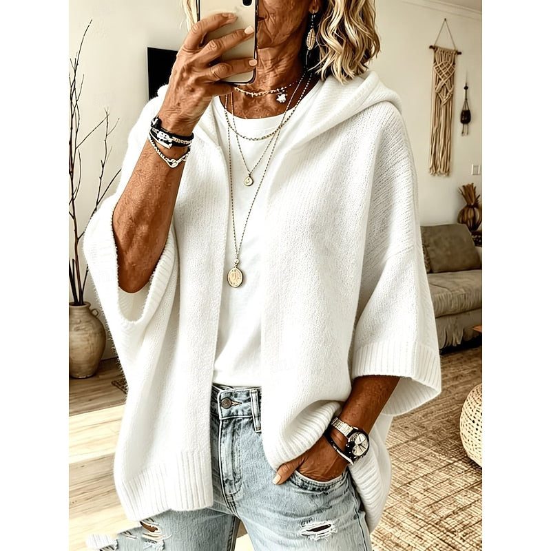 Saskia | Weite Strickjacke mit Kapuze für Damen offen