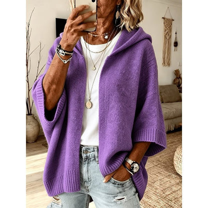 Saskia | Weite Strickjacke mit Kapuze für Damen offen