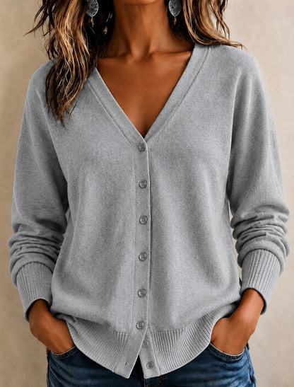 Franziska | Damen Strickjacke mit Knopfleiste und V-Ausschnitt