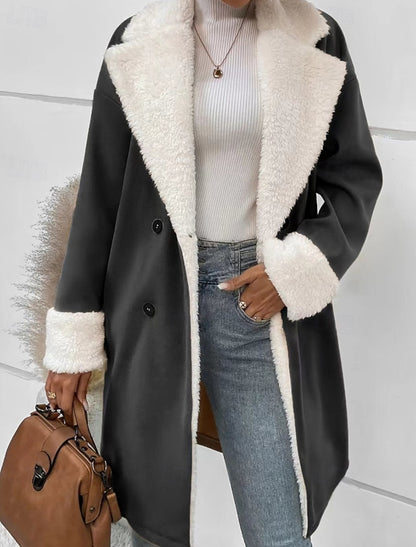 Evi | Winterjacke Damen Oversized mit Kunstfell-Reverskragen