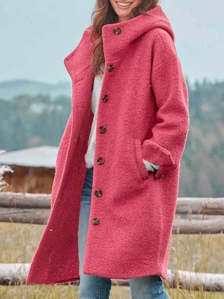 Lieke | Damen Eleganter Teddy Mantel mit Taschen und Gürtel