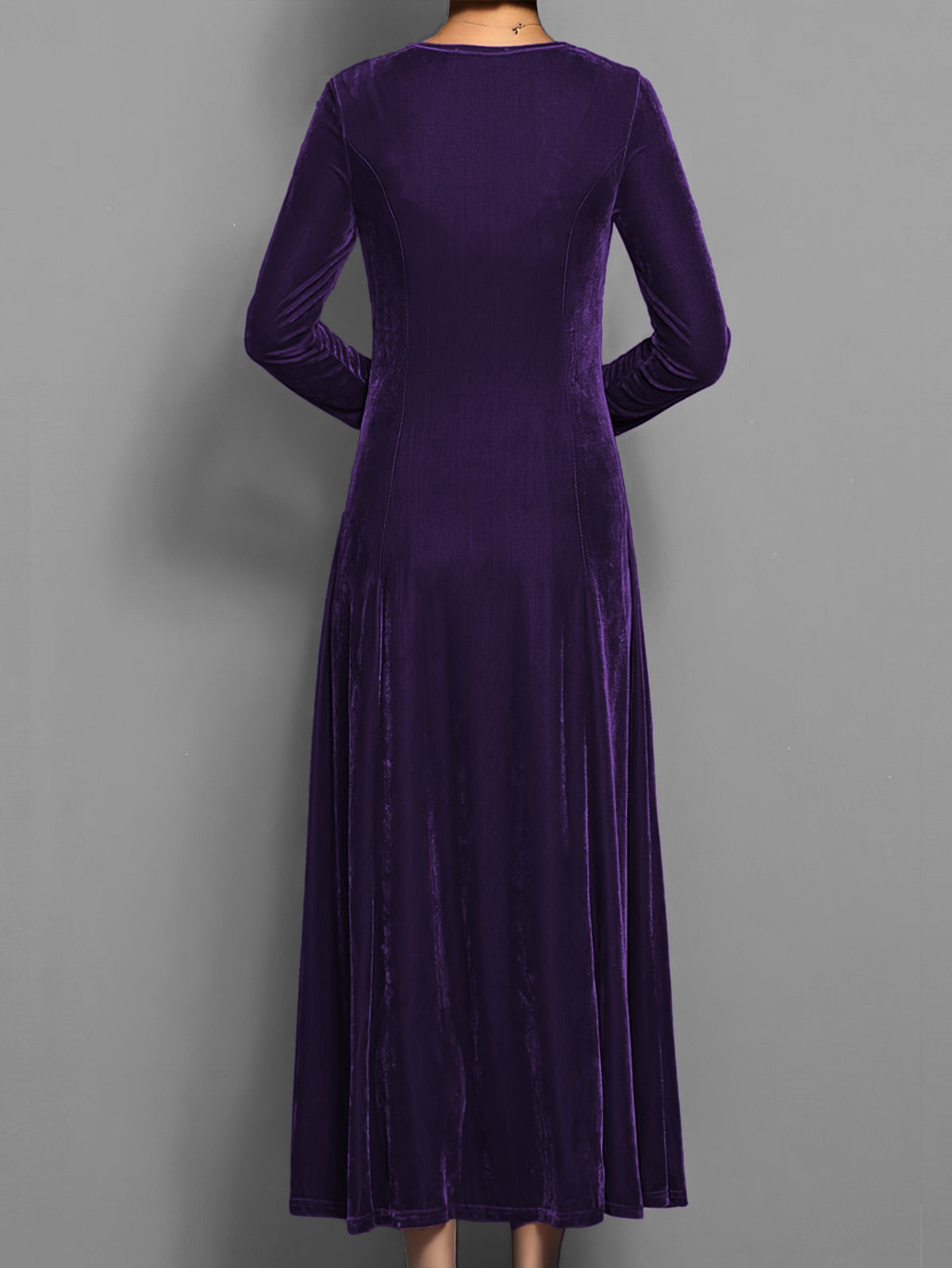 Leila | Elegantes Damen Samtkleid mit Rundhalsausschnitt Langarm
