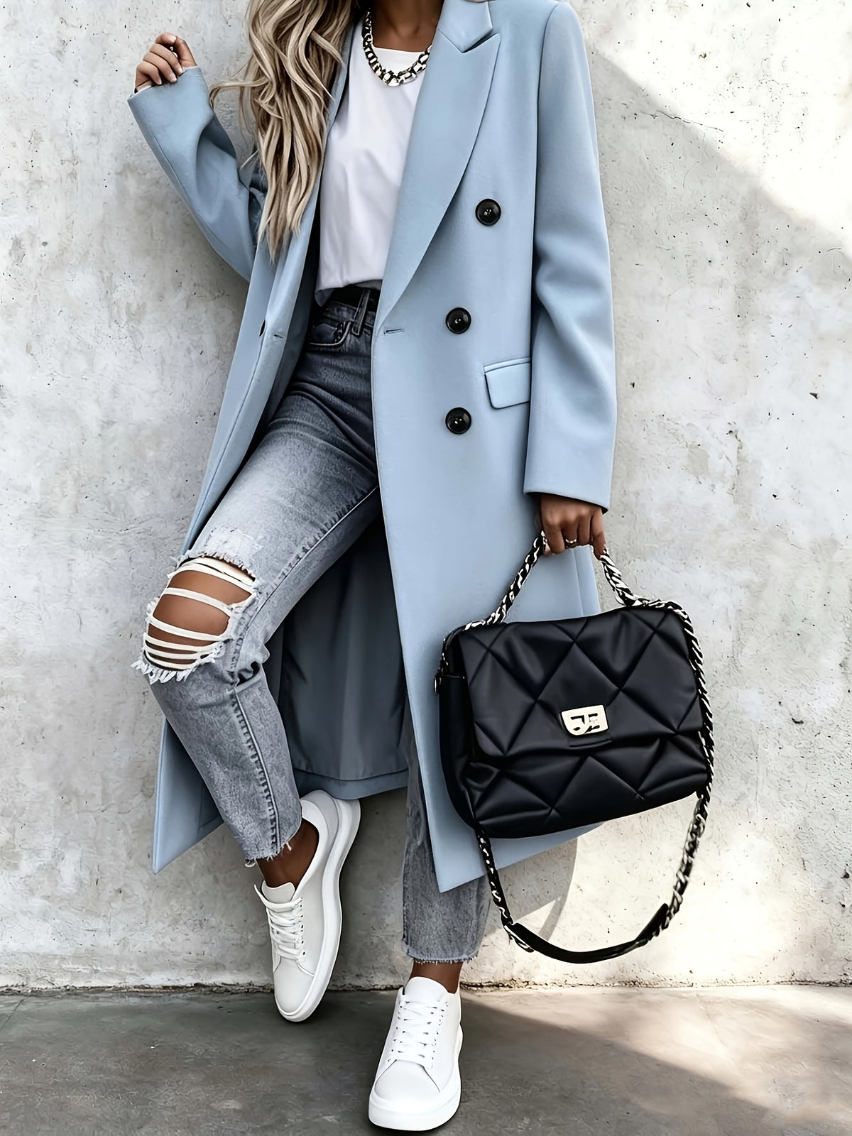 Caroline | Damen Zweireiher Trenchcoat 79,95 mit Reverskragen