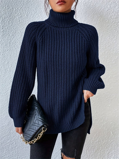 Iselin | Damen Grobstrick Rollkragenpullover