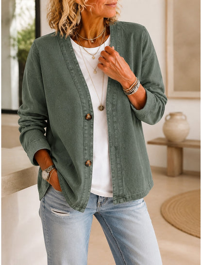 Gesa | Damen Cardigan mit Knopfleiste und V-Ausschnitt, Leger Grün
