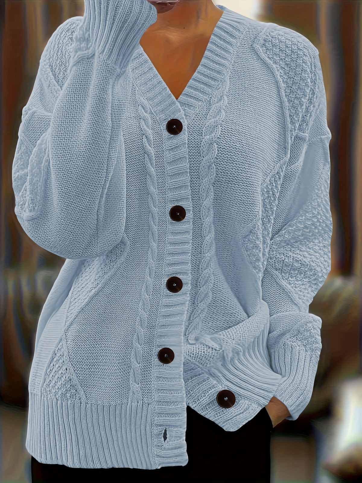 Eloise | Damen cardigan Zopfmuster Knopfleiste Oversized