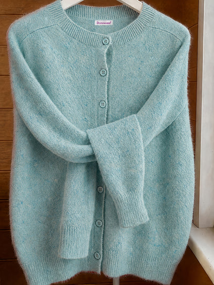 Elvira | Damen Strickjacke Cardigan Rundhalsausschnitt