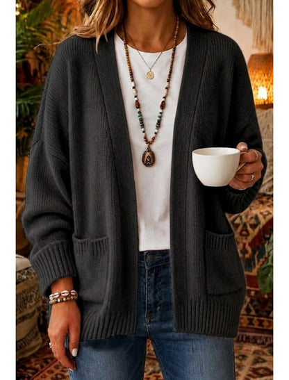 Gina | Damen Cardigan Strickjacke mit Taschen und V-Ausschnitt