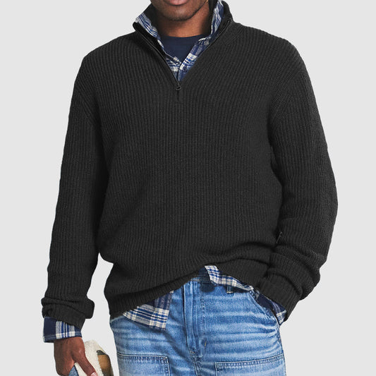 Liam | Herren Strickpullover mit Stehkragen und Reißverschluss