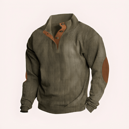 Mads | Herren Strickpullover mit Stehkragen und Knopfleiste