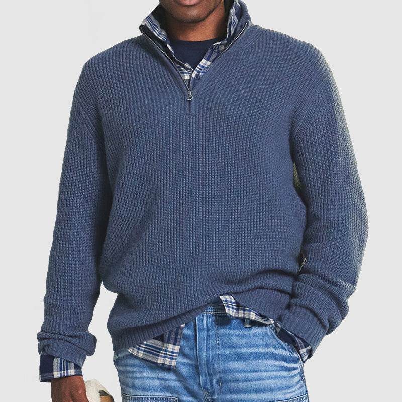Liam | Herren Strickpullover mit Stehkragen und Reißverschluss
