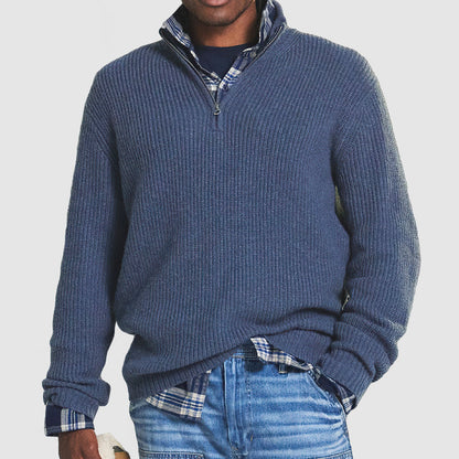 Liam | Herren Strickpullover mit Stehkragen und Reißverschluss