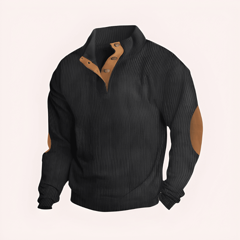 Mads | Herren Strickpullover mit Stehkragen und Knopfleiste