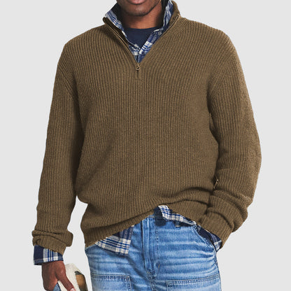 Liam | Herren Strickpullover mit Stehkragen und Reißverschluss