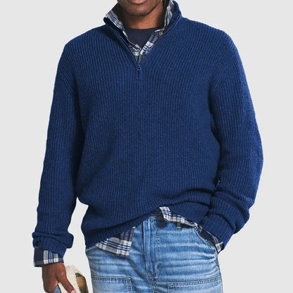 Liam | Herren Strickpullover mit Stehkragen und Reißverschluss