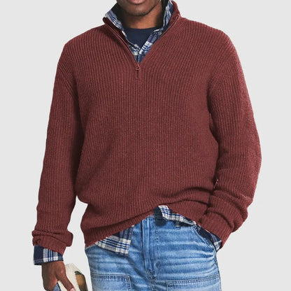 Liam | Herren Strickpullover mit Stehkragen und Reißverschluss