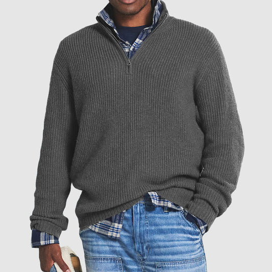 Liam | Herren Strickpullover mit Stehkragen und Reißverschluss