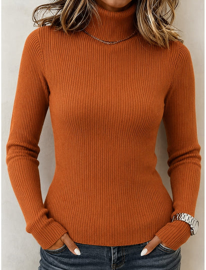 Ilaria | Damen Rollkragenpullover Feinstrick Langarm Figurbetont