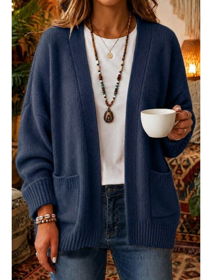 Gina | Damen Cardigan Strickjacke mit Taschen und V-Ausschnitt