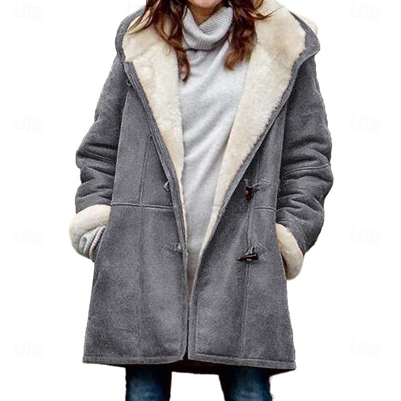 Juliette | Wintermantel Damen mit Kapuze und Knopfleiste