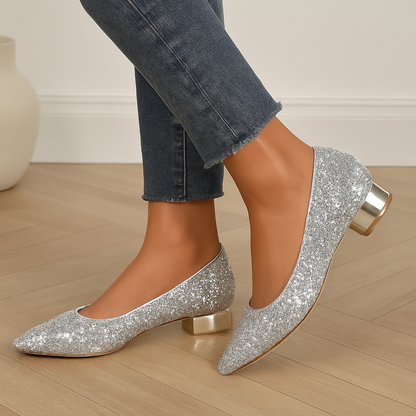 Alexa Glitzer-Ballerinas mit Spitzer Zehenbereich für Damen