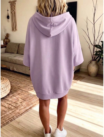 Livia | Damen Kapuzenkleid Oversized mit Kängurutasche
