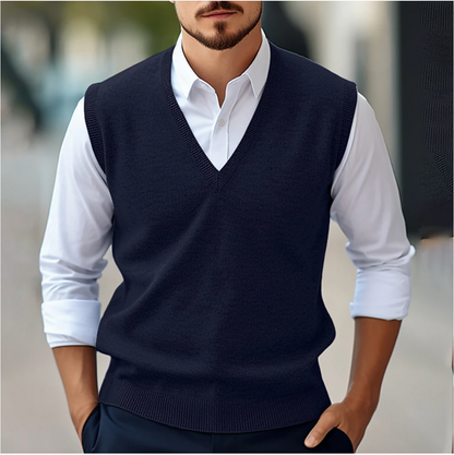 Henrik Gerippter Mouwloser Pullover V-Ausschnitt Herren