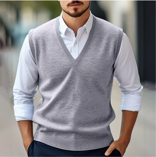 Henrik Gerippter Mouwloser Pullover V-Ausschnitt Herren