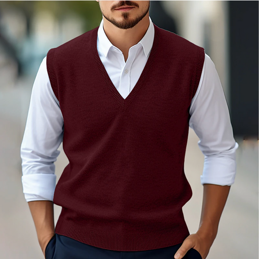 Henrik Gerippter Mouwloser Pullover V-Ausschnitt Herren