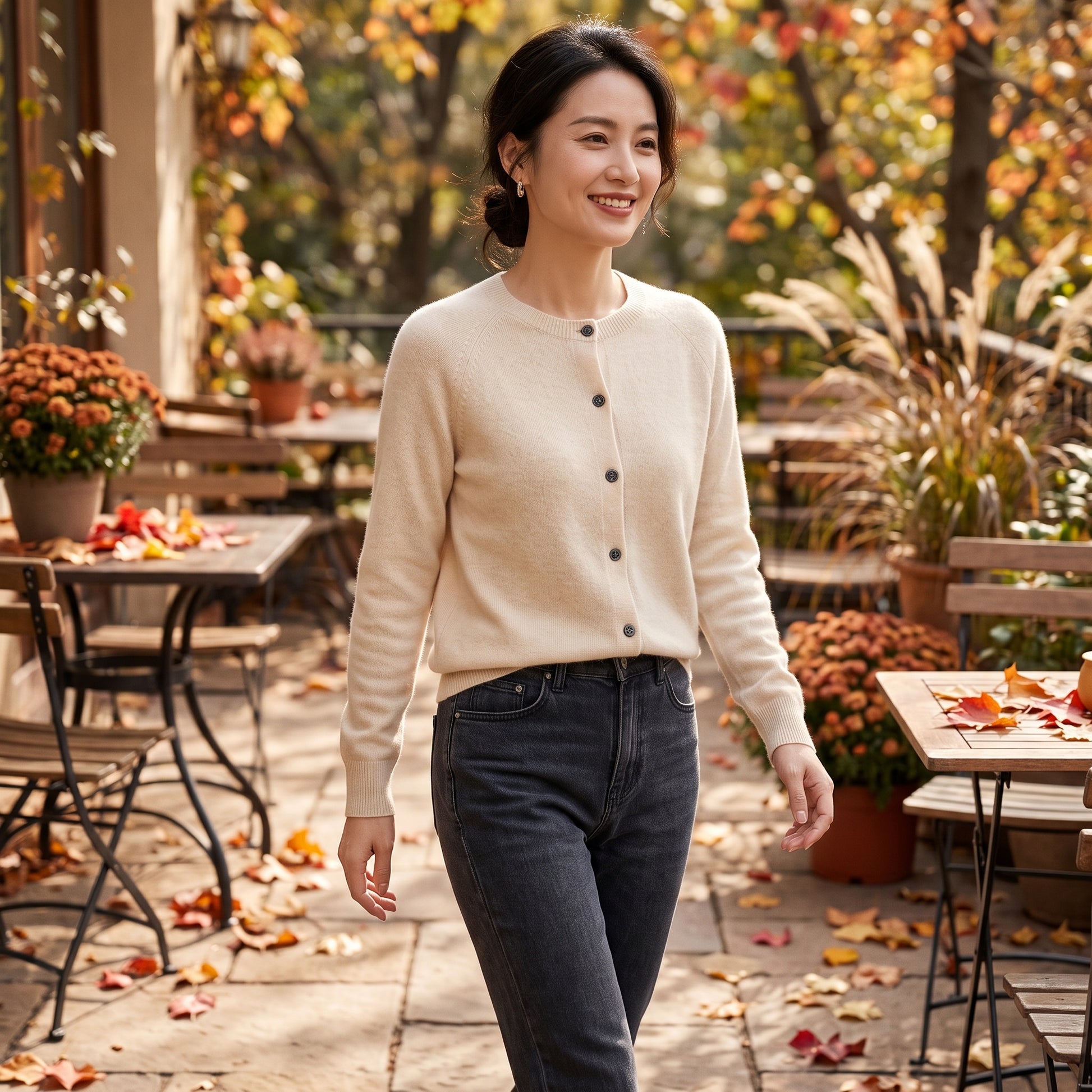 Selina | Damen Cardigan Relaxed-Fit Knopfleiste V-Neck