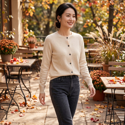 Selina | Damen Cardigan Relaxed-Fit Knopfleiste V-Neck