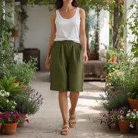 Mira | Damen Shorts Locker Hoher Bund Knielang