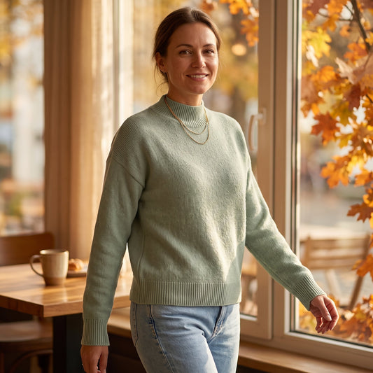 Ava | Dame Rollkragenpullover Gerippt Strick Langarm